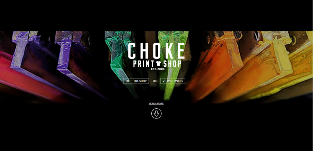 Choke Print Shop landing page